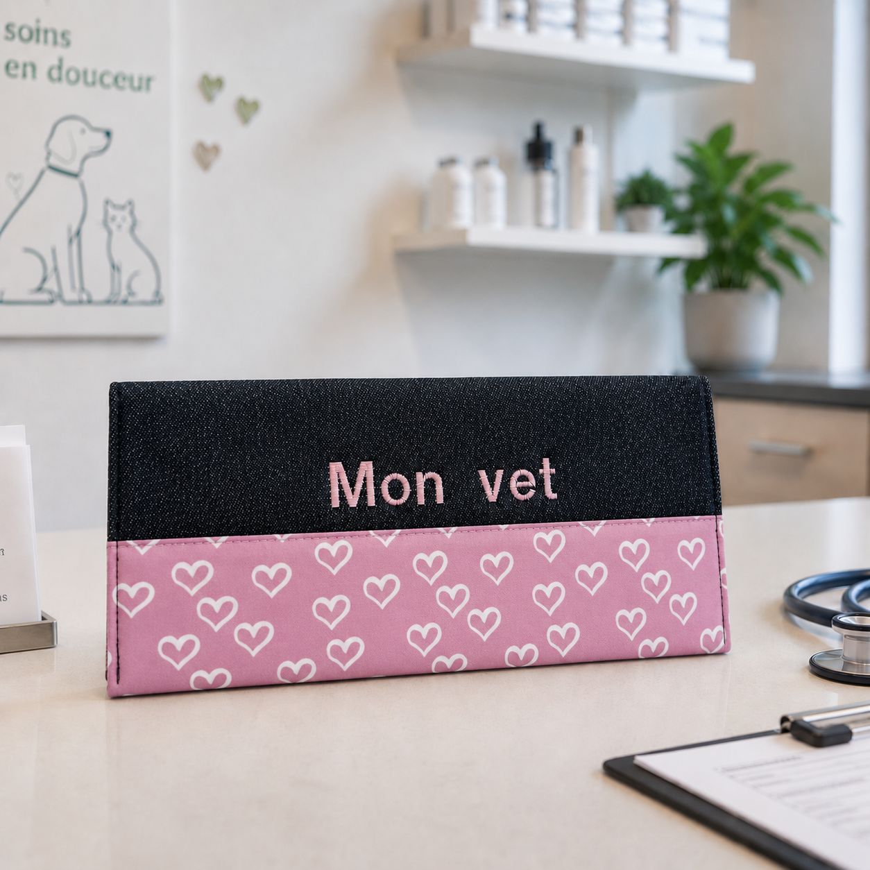 Protège carnet de vaccination Lolikö Coeur rose