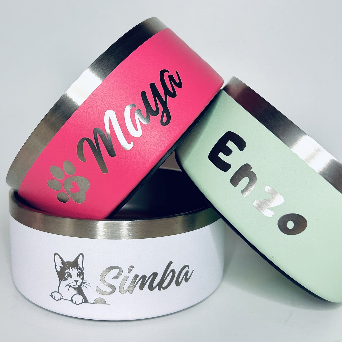 Gamelle rose personnalisée pour chiens et chats