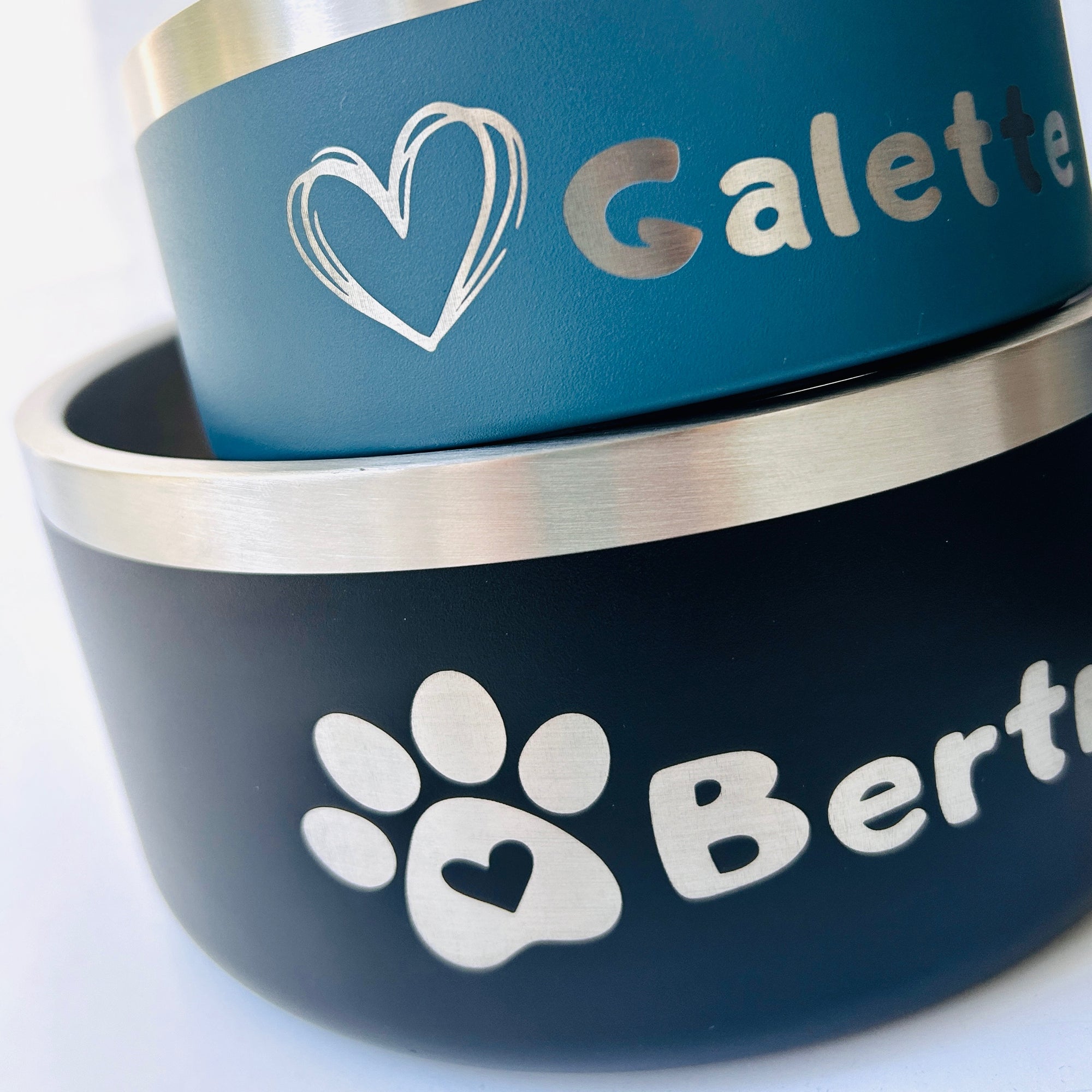 Personalized teal dog and cat bowl