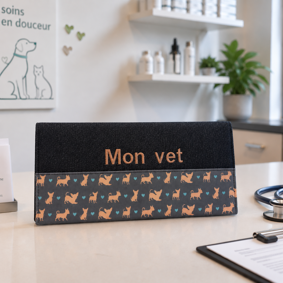 Protège carnet de vaccination Lolikö Chihuahua gris