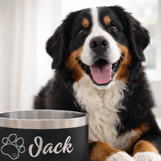 Gamelle personnalisée pour chien et chat noire