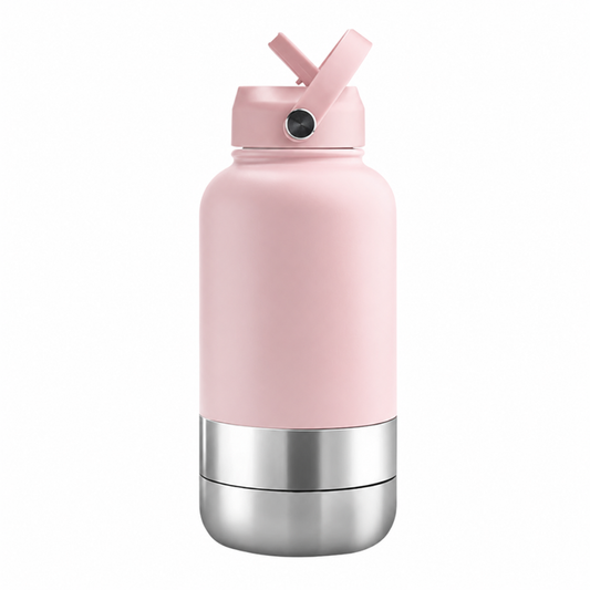 **PRÉVENTE pour début août** 
Bouteille de voyage Nelly & Cie 3-en-1 rose pâle
