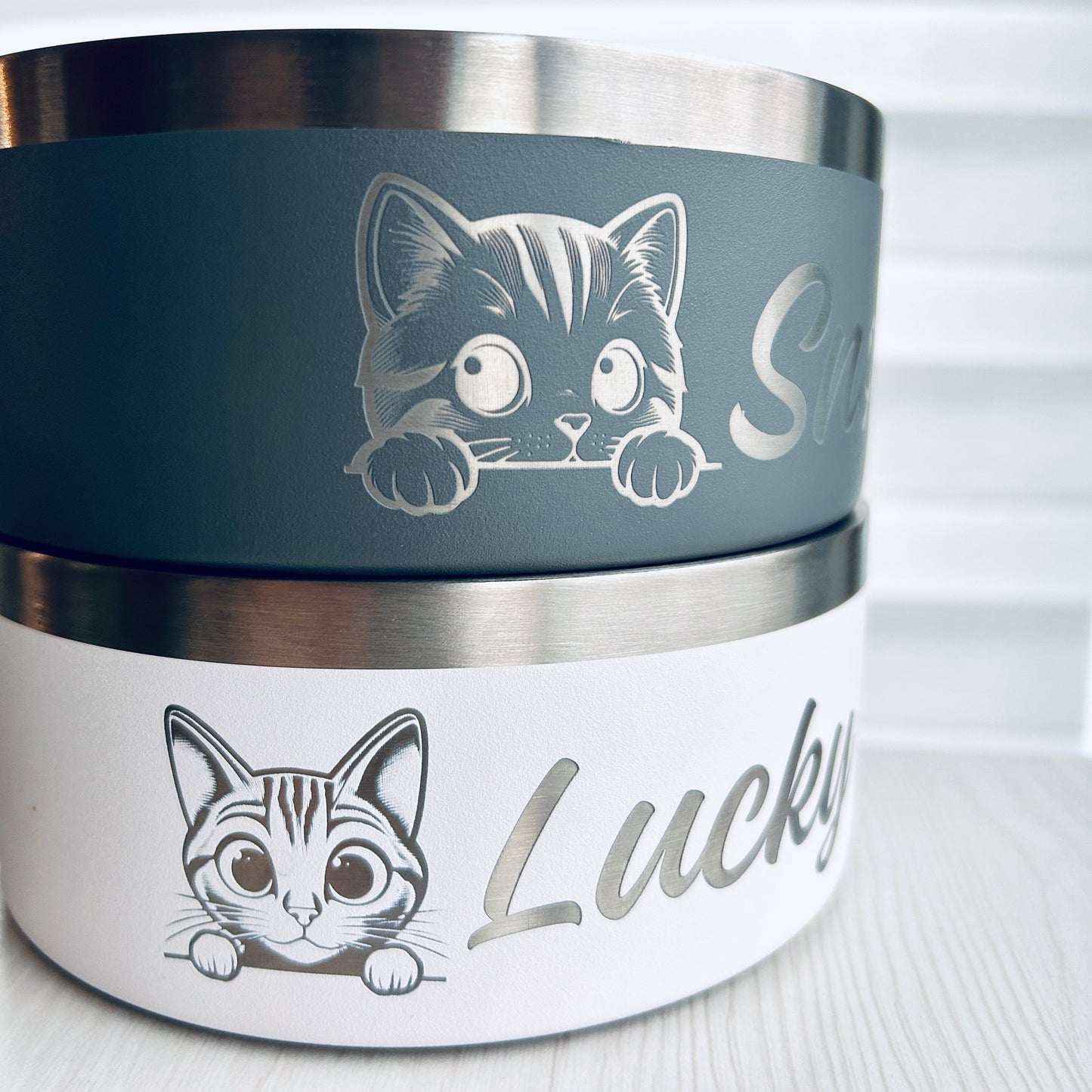 Personalized gray dog ​​and cat bowl