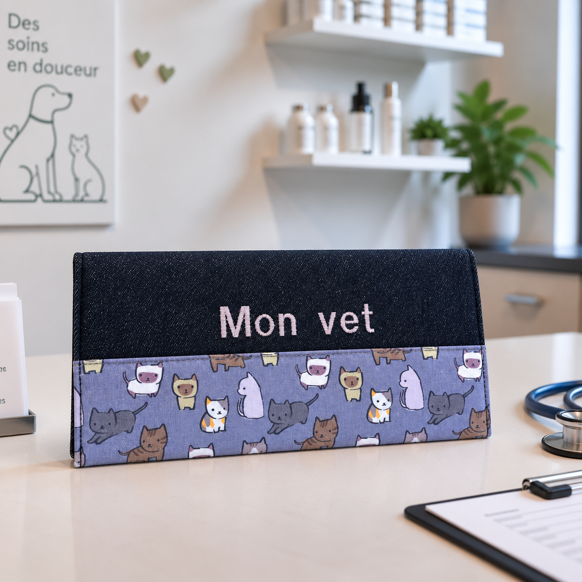 Lolikö gray cat vaccination card protector