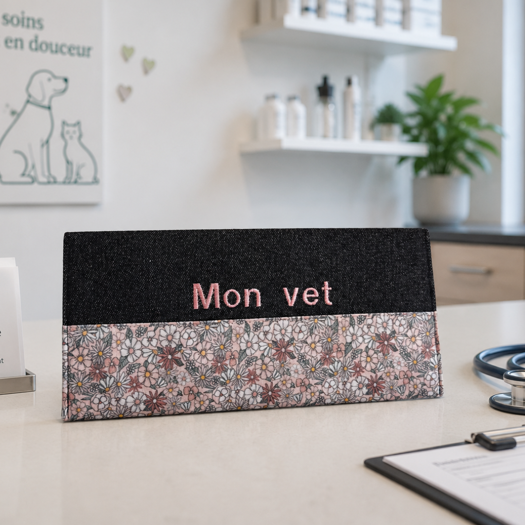 Protège carnet de vaccination Lolikö Fleur pêche